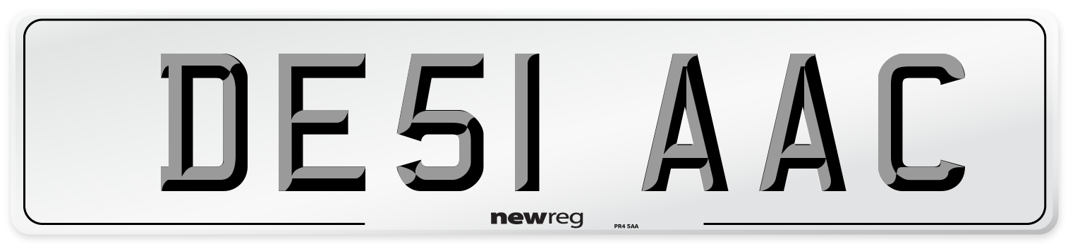 DE51 AAC Number Plate from New Reg